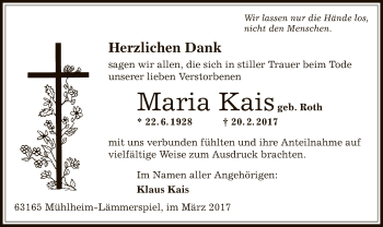 Traueranzeige von Maria Kais von Offenbach