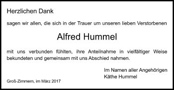 Traueranzeige von Alfred Hummel von Offenbach