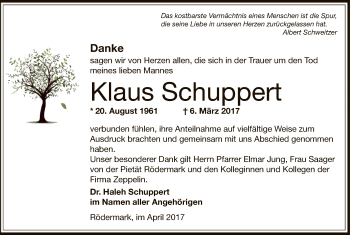 Traueranzeige von Klaus Schuppert von Offenbach