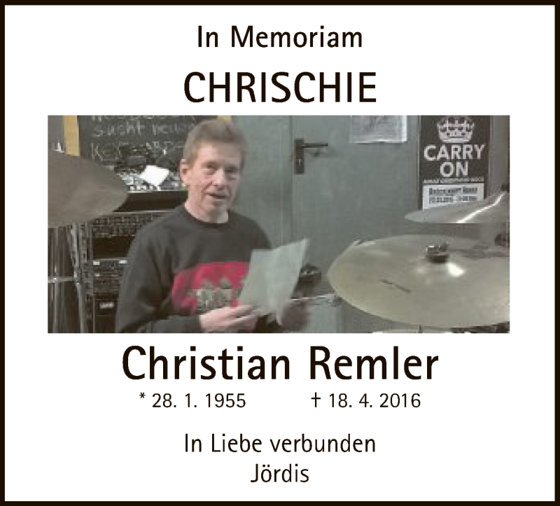  Traueranzeige für Christian Remler vom 15.04.2017 aus Offenbach