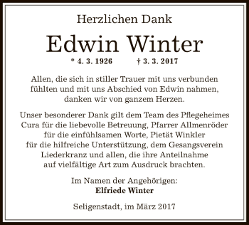 Traueranzeige von Edwin Winter von Offenbach