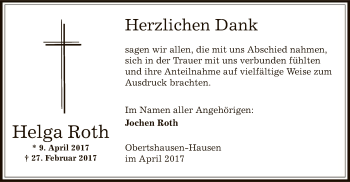 Traueranzeige von Helga Roth von Offenbach