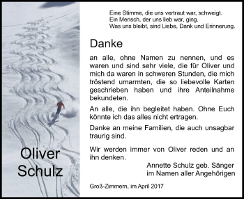 Traueranzeige von Schulz Oliver von Offenbach