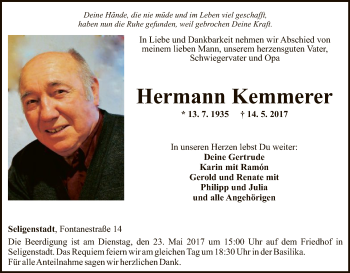 Traueranzeige von Hermann Kemmerer von Offenbach