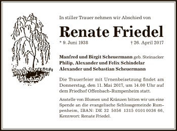 Traueranzeige von Renate Friedel von Offenbach