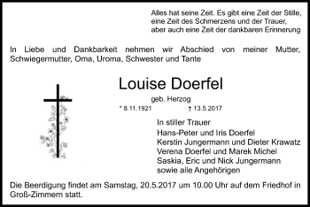 Traueranzeige von Louise Doerfel von Offenbach