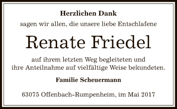 Traueranzeige von Renate Friedel von Offenbach