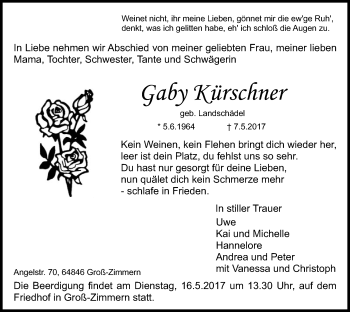 Traueranzeige von Gaby Kürschner von Offenbach