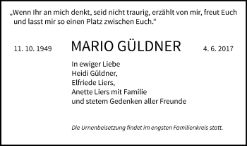 Traueranzeige von Mario Güldner von Offenbach