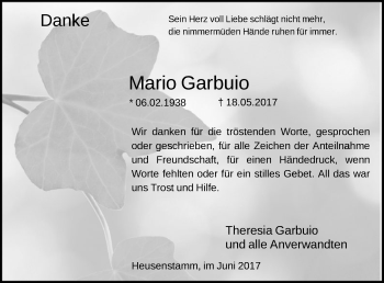 Traueranzeige von Mario Garbuio von Offenbach