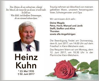 Traueranzeige von Heinz Kuhn von Offenbach