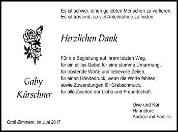 Traueranzeige von Gaby Kürschner von Offenbach