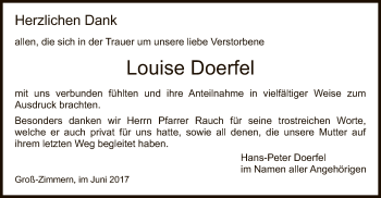 Traueranzeige von Louise Doerfel von Offenbach