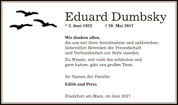 Traueranzeige von Eduard Dumbsky von Offenbach