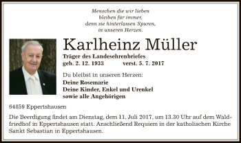 Traueranzeige von Karlheinz Müller von Offenbach