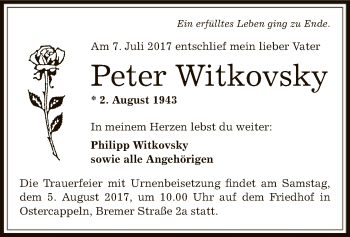 Traueranzeige von Peter Witkovsky von Offenbach