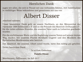 Traueranzeige von Albert Disser von Offenbach