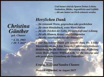 Traueranzeige von Christina Günther von Offenbach