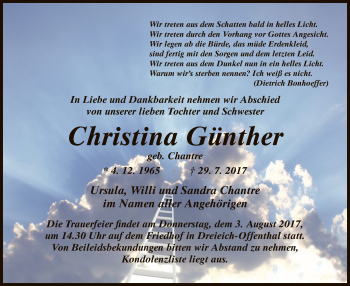 Traueranzeige von Christina Günther von Offenbach