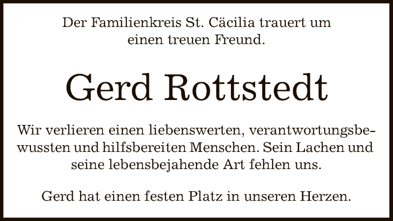  Traueranzeige für Gerd Rottstedt vom 30.08.2017 aus Offenbach