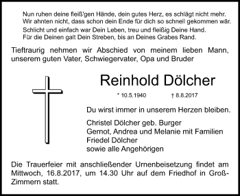 Traueranzeige von Reinhold Dölcher von Offenbach