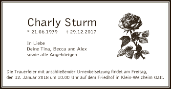 Traueranzeige von Charly Sturm von Offenbach