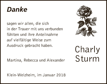 Traueranzeige von Charly Sturm von Offenbach