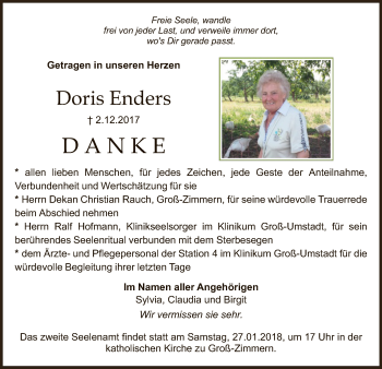 Traueranzeige von Doris Enders von Offenbach