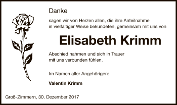 Traueranzeige von Elisabeth Krimm von Offenbach