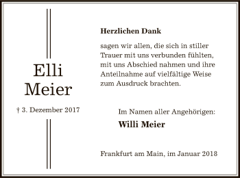 Traueranzeige von Elli Meier von Offenbach