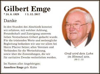 Traueranzeige von Gilbert Emge von Offenbach