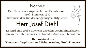 Traueranzeige von Josef Diehl von Offenbach