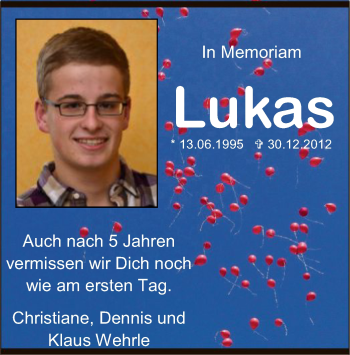 Traueranzeige von Lukas Wehrle von Offenbach