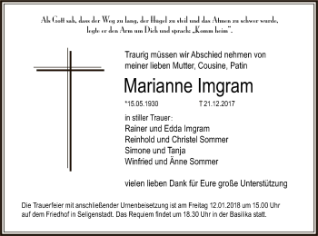 Traueranzeige von Marianne Imgram von Offenbach