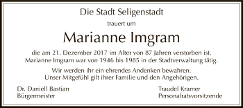 Traueranzeige von Marianne Imgram von Offenbach