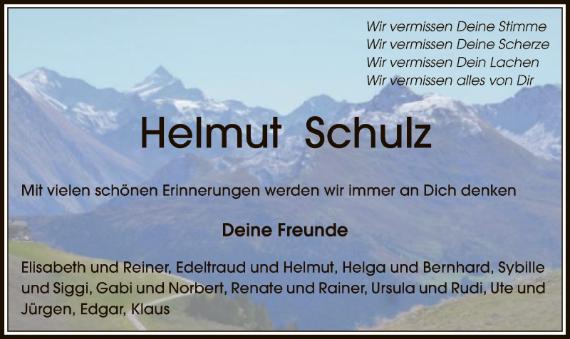  Traueranzeige für Helmut Schulz vom 11.10.2018 aus Offenbach