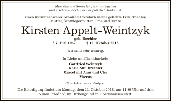 Traueranzeige von Kirsten Appelt-Weintzyk von Offenbach