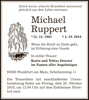 Traueranzeige von Michael Ruppert von Offenbach