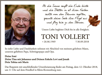 Traueranzeige von Toni Vollert von Offenbach