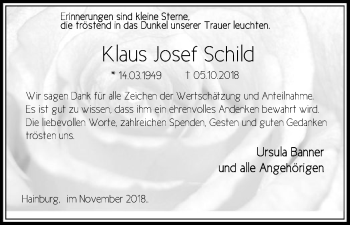 Traueranzeige von Klaus Josef Schild von Offenbach