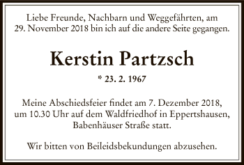 Traueranzeige von Kerstin Partzsch von Offenbach