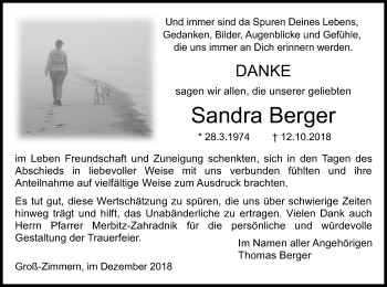 Traueranzeige von Sandra Berger von Offenbach