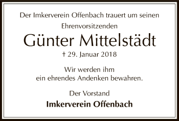 Traueranzeige von Günter Mittelstädt von Offenbach