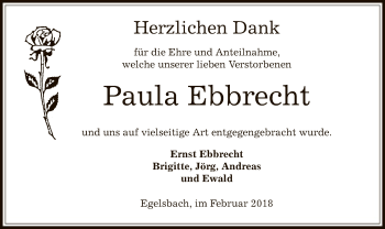 Traueranzeige von Paula Ebbrecht von Offenbach