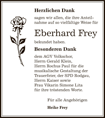 Traueranzeige von Eberhard Frey von Offenbach