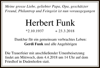 Traueranzeige von Herbert Funk von Offenbach