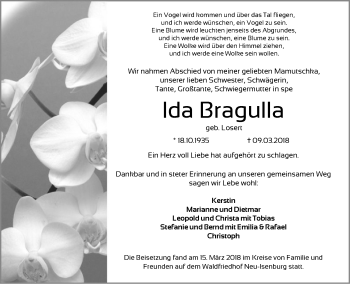 Traueranzeige von Ida Bragulla von Offenbach