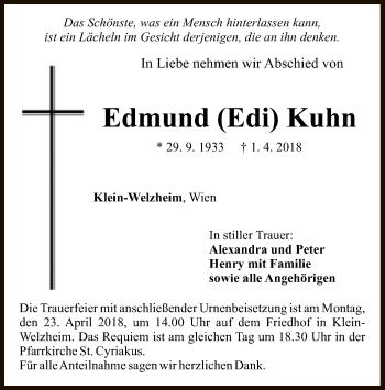 Traueranzeige von Edmund Kuhn von Offenbach