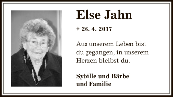 Traueranzeige von Else Jahn von Offenbach