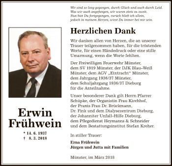 Traueranzeige von Erwin Frühwein von Offenbach